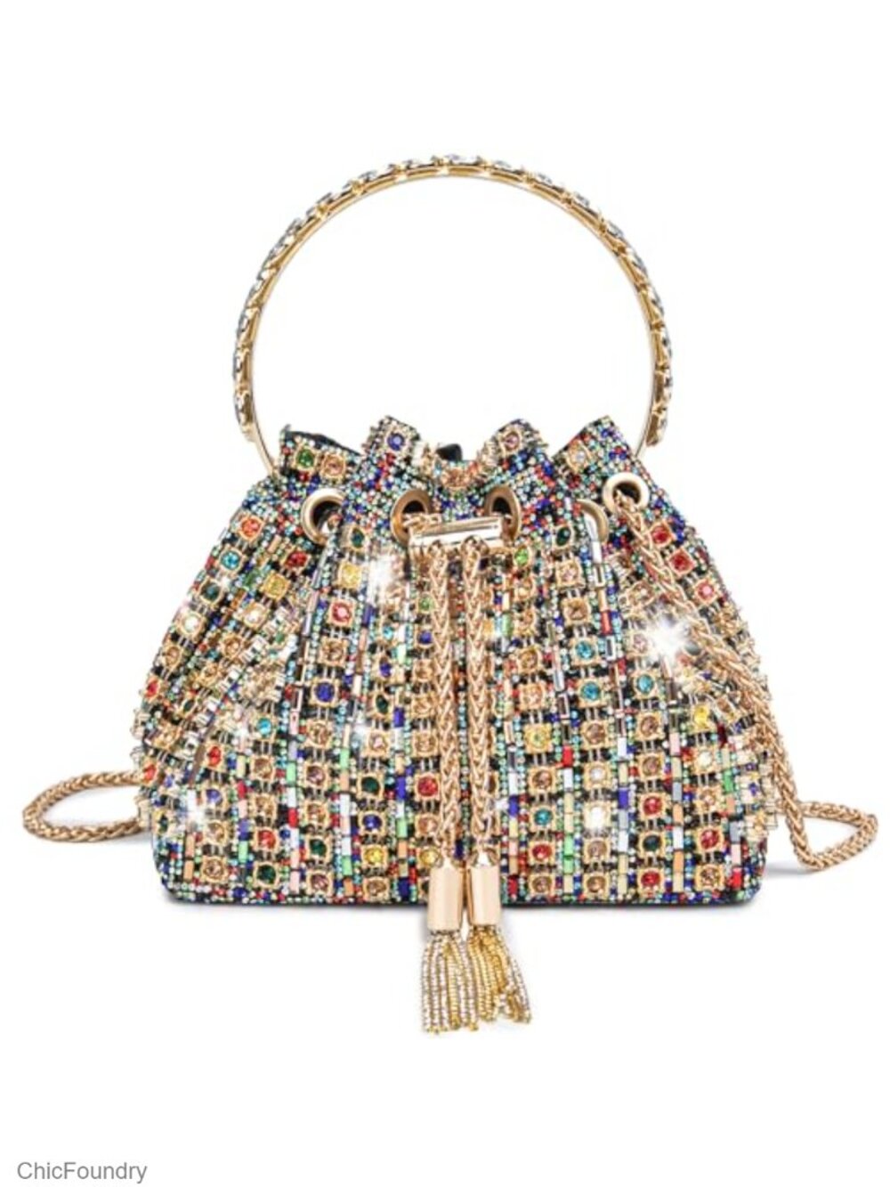 Rhinestone Evening Clutch Crossbody Bag Wristlet Prom Party Purse